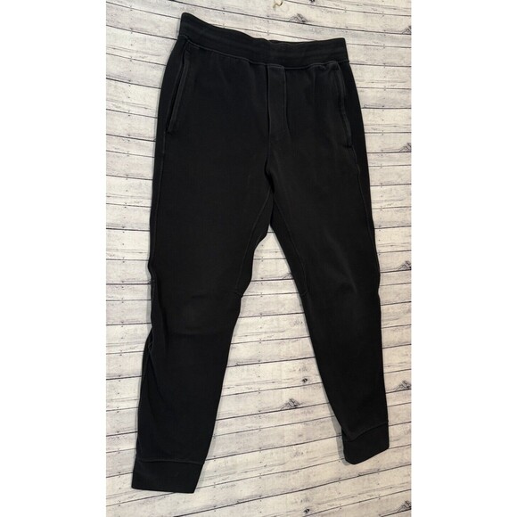 LULULEMON Mens Sweat Pants Sz L Black Jogger Tapered Zip Pockets Gym Heavyweight - Picture 3 of 16